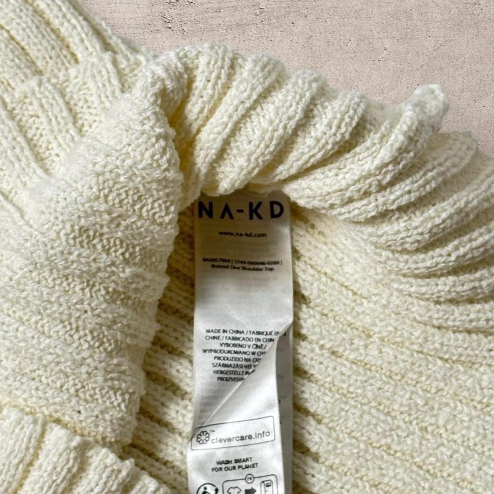 Na-Kd One-Shoulder Cream Ribbed Top Size M - Picture 5 of 5